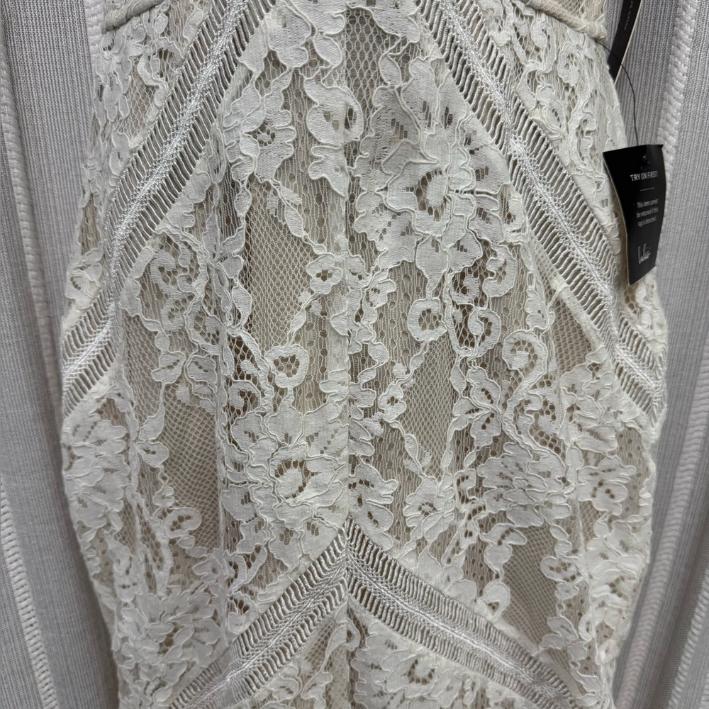 Lulu's Promise My Heart‎ Strapless Lace Dress in Cream Wedding Formal size L NWT - Picture 4 of 16